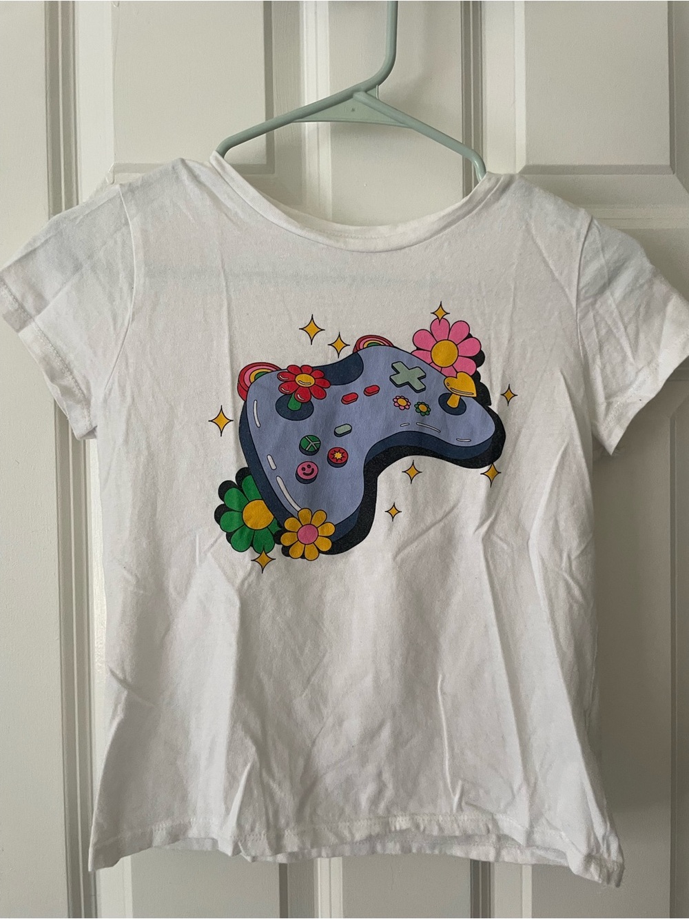 Old Navy White Tee with Controller Graphic